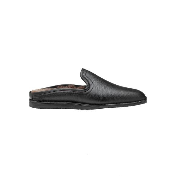 NEW JOHNSTON & MURPHY men's ryan leather slipper in black